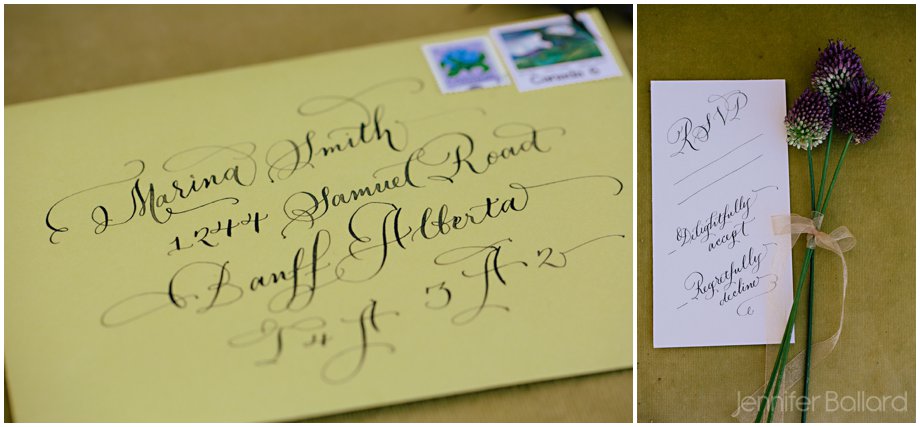 laura lavender calligraphy wedding invitation